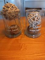 Decoratieve Potten met Houten Ballen - Set van 2, Huis en Inrichting, Woonaccessoires | Vazen, Ophalen of Verzenden, Overige kleuren