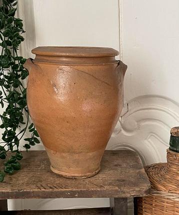 Brocante oude Franse gres pot / grespot beschikbaar voor biedingen