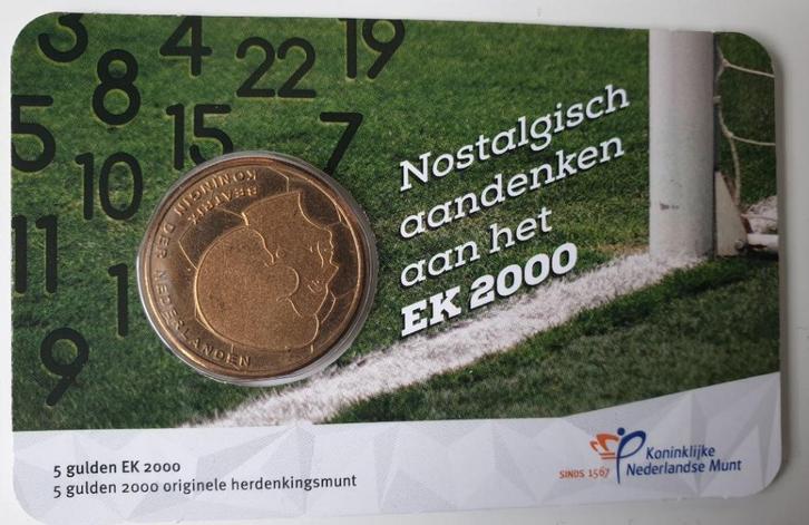 EK Vijfje 2000 in coincard (munt kopstaand ) zeldzaam !, Postzegels en Munten, Munten | Nederland, Losse munt, 5 gulden, Koningin Beatrix