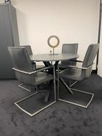 Vier eetkamerstoelen antraciet grijs, Ophalen, Leer, Zo goed als nieuw, Vier