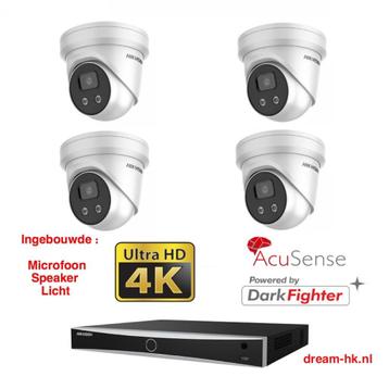 8MP Hikvision AcuSense Darkfighter IP PoE  set/NVR+4x camera