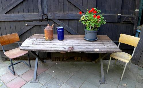 brocante boeren tuintafel, Tuin en Terras, Tuintafels, Gebruikt, Rechthoekig, Hout, Ophalen