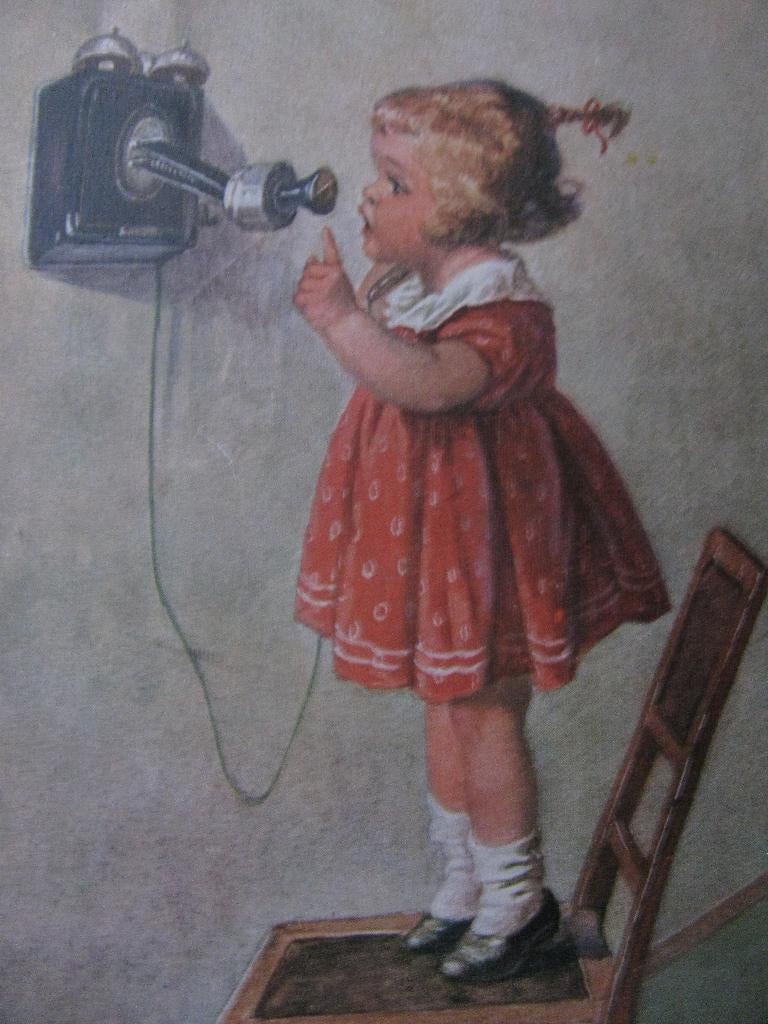 Antieke Kaart uit 1924 / Fialkowska - Meisje aan de Telefoon, Verzamelen, Verzenden, 1920 tot 1940, Gelopen, Kinderen
