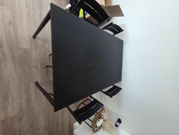 SANDSBERG Tafel, zwart, 110x67 cm + 4 stoelen beschikbaar voor biedingen