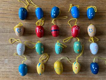 20 Vintage paashangers houten pasen hout hanger paasei eitje beschikbaar voor biedingen