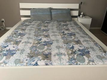 White - IKEA MALM BED with one side table