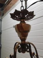 hanglamp retro messing met natuursteen, Huis en Inrichting, Lampen | Hanglampen, Ophalen of Verzenden, 'T Olde Gre-j, Info@toldegrej.nl