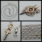Antiek horlogeketting voor een zakhorloge met sleutel, 75 cm, Ophalen of Verzenden, Overige materialen, Ketting