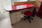 Bureau, ladenkast en bureaustoel, MDF Rood/Wit gelakt, Ophalen, Gebruikt, Tafel(s)