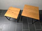 Industriële salontafel set  teakhout & staal | 60x60 + 50x50, Huis en Inrichting, Ophalen, 50 tot 100 cm, Teakhout, 50 tot 75 cm