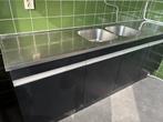 Keukenblad / aanrechtblad RVS, Huis en Inrichting, Keuken | Keukenelementen, Ophalen, Gebruikt, 200 cm of meer, Grijs