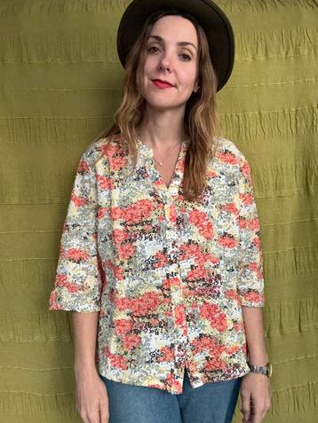 Retro blouse / shirt - print / printje - 40/L/large beschikbaar voor biedingen