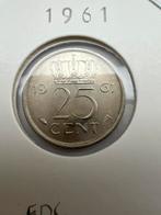 Juliana. 25 Cent of kwartje 1961 #1143-19, Ophalen of Verzenden, Koningin Juliana, 25 cent