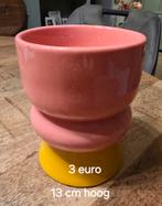 Bloempot fel gekleurd roze en geel, Tuin en Terras, Bloempotten, Rond, Ophalen of Verzenden, Zo goed als nieuw, Aardewerk