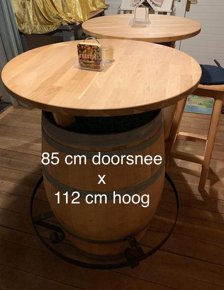 Wijnvat statafel eikenhout mancave met of zonder voetring, Huis en Inrichting, Tafels | Statafels, Zo goed als nieuw, Ophalen