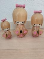 Japanse Kokeshi poppen doll van hout Japan 3 stuks, Verzamelen, Ophalen of Verzenden, Zo goed als nieuw, Overige typen