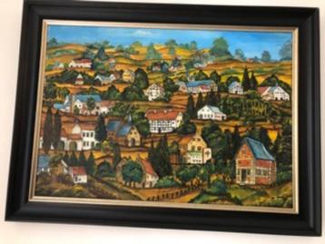 Kleurrijk schilderij groot formaat 80,5 x109 cm beschikbaar voor biedingen