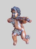 Prachtige vintage polychrome engel 32cm., Antiek en Kunst, Ophalen