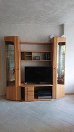 tv kast  2 vitrinekasten verlichting en glasplaten spiegel, Huis en Inrichting, Kasten | Wandmeubels, Ophalen, Gebruikt, Eikenhout