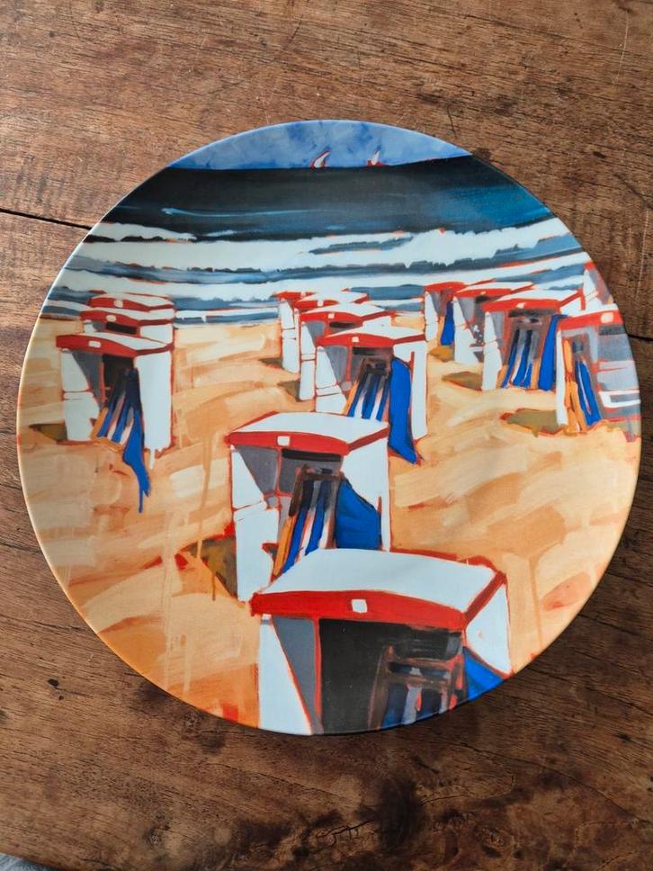 Bord aardewerk, Marjolijn Spreeuwenberg, Katwijk huisjes II, Antiek en Kunst, Antiek | Schalen, Ophalen