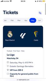 Real Madrid vs Cadiz 1 kaartje/ticket te koop, Mei, Losse kaart, Eén persoon