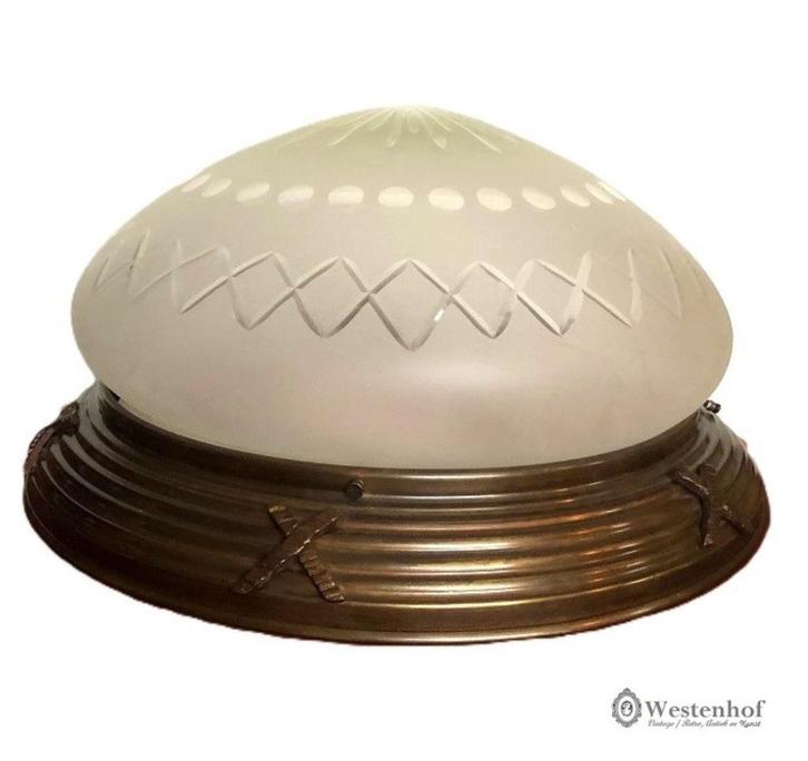 Groot plafondlamp - plafonnière klassiek - koper brons, Huis en Inrichting, Lampen | Plafondlampen, Zo goed als nieuw, Overige materialen