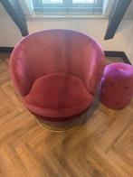 Roze fauteuil met poef - Stijlvol en comfortabel!, Ophalen, Zo goed als nieuw, Stof, 75 tot 100 cm