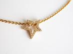 14 krt gouden hanger met diamanten - stervorm, Ophalen of Verzenden, Zo goed als nieuw, X, Goud