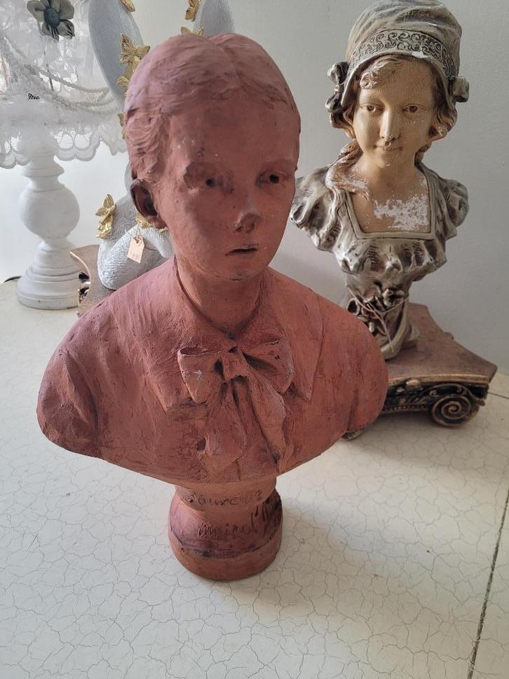 aardewerk borstbeeld jongen, Antiek en Kunst, Curiosa en Brocante, Ophalen of Verzenden