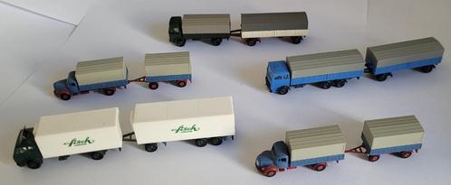 N-spoor, 4 maal vintage trucks met aanhanger, Hobby en Vrije tijd, Modeltreinen | N-Spoor, Zo goed als nieuw, Overige typen, Overige merken