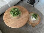 Twee massief teaktafels van de troubadour, Ophalen, Zo goed als nieuw, Minder dan 55 cm, 45 tot 60 cm
