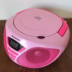 Klein rond knalroze radio cdspeler draagbaar jaren 0 roze, Met cd-speler, Gebruikt, Ophalen of Verzenden, Radio