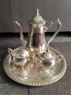 Verzilverde theeset. Theepot, roomstel en schaal, Ophalen of Verzenden