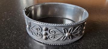 Zilveren vintage armband bekleed met filligrain florale afb beschikbaar voor biedingen