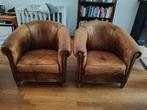 Leren club fauteuils, Ophalen, Gebruikt, 75 tot 100 cm