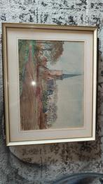 Vintage ingelijst aquarel schilderij (gesigneerd), Ophalen of Verzenden