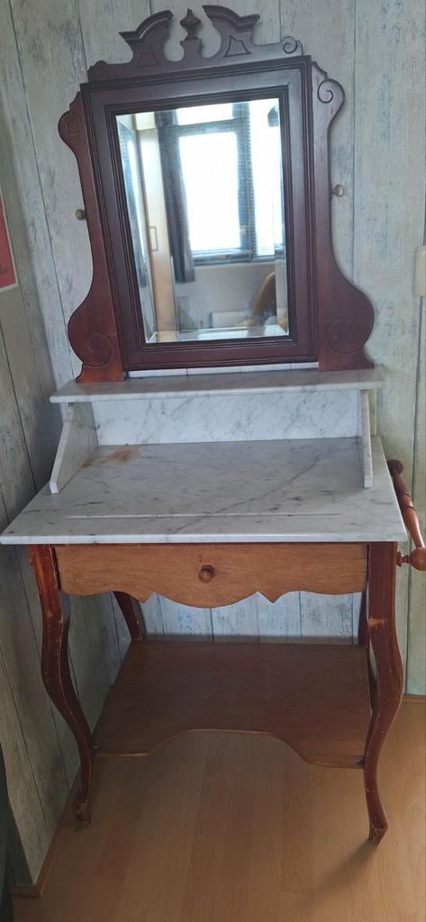 Antiek Mahonie Wastafeltje opknapper, Huis en Inrichting, Tafels | Kaptafels, Gebruikt, Minder dan 100 cm, Ophalen