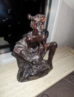 Indonesisch Houten Beeldje Man met Haan, Antiek en Kunst, Ophalen