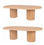 Walnoot/Betoncire ovale Eettafel met Geribbelde ronde poten