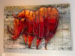 Abstract Neushoorn Schilderij Lincy Hoogveld, Antiek en Kunst, Ophalen of Verzenden