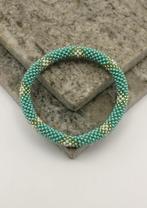 Glaskralen armband - zeeblauw en goud - RB108, Overige materialen, Overige kleuren, Verzenden, Nieuw