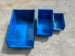 Magazijn bakken 3 types / maten blauw grijpbakken stapelbaar, Ophalen, Gebruikt, Minder dan 50 cm, Minder dan 40 cm
