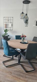 Ronde eettafel eiken, Huis en Inrichting, Tafels | Eettafels, Ophalen, 100 tot 150 cm, Zo goed als nieuw, Vijf personen of meer