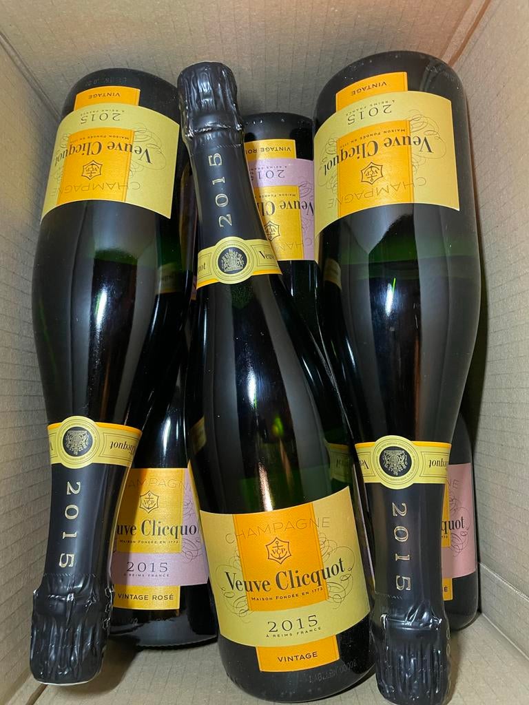 6x Veuve Clicquot Champagne Vintage 2015 en rosé, Verzamelen, Wijnen, Ophalen of Verzenden, Zo goed als nieuw, Frankrijk, Champagne