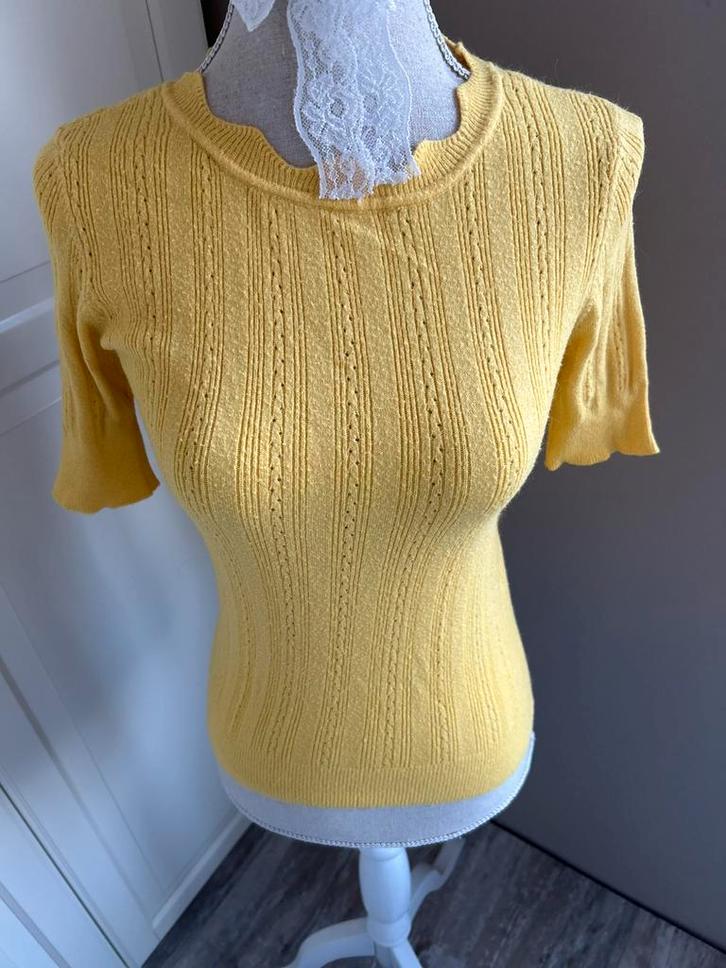 Geel gebreide top van Vero Moda. Maat XS., Kleding | Dames, Tops, Gedragen, Maat 34 (XS) of kleiner, Geel, Korte mouw, Verzenden