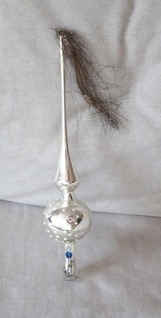 Oude Kerstboompiek / Piek 01 met pluim, witte stippen 29 cm, Diversen, Kerst, Ophalen of Verzenden