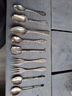 Antieke zilveren lepeltjes, vorkjes en suikerlepel, Antiek en Kunst, Ophalen of Verzenden