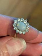 Vintage 9 karaat gouden ring met opaal & zirkonia, Verzenden, Dame, Goud, Kleiner dan 17