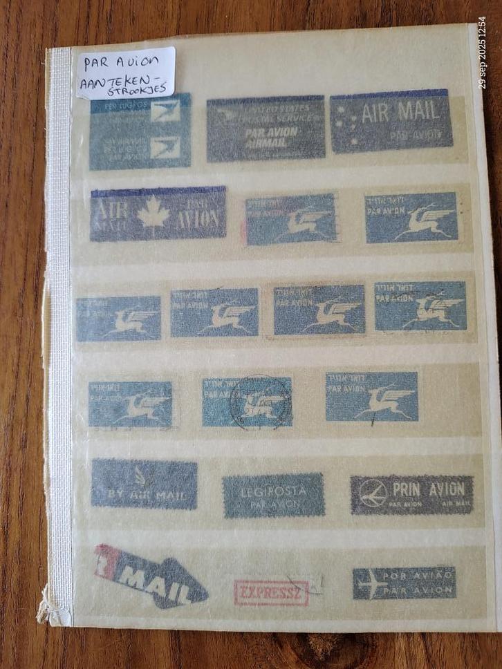 Par avion - airmail - R-aantekenstrookjes diverse landen !!, Postzegels en Munten, Postzegels | Volle albums en Verzamelingen