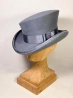 Grijze victoriaanse hoge hoed heren dames steampunk top hat, Verzenden, Nieuw, Hoed